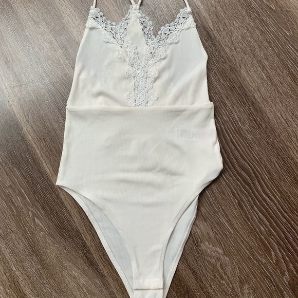 topshop white lace bodysuit